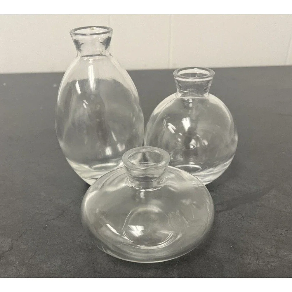 Clear Glass Bud Vase Set of 3 Wedding Decor Boho Minimalist Table Centerpiece